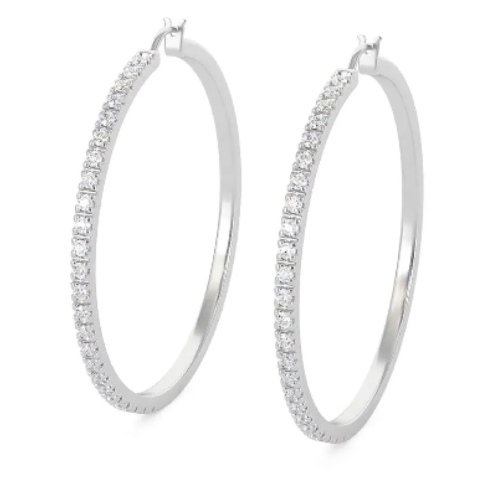Diamond Hoop Earrings (1/4 ct. t.w.) in sterling silver.